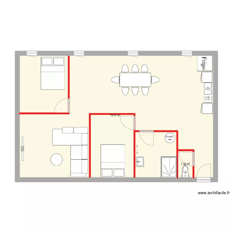 appartement n&deg;3 t3 1er etage (71.63 m&sup2;). Plan de 