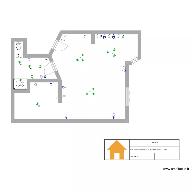 HALLE CORRECT 2DE LINKS. Plan de 