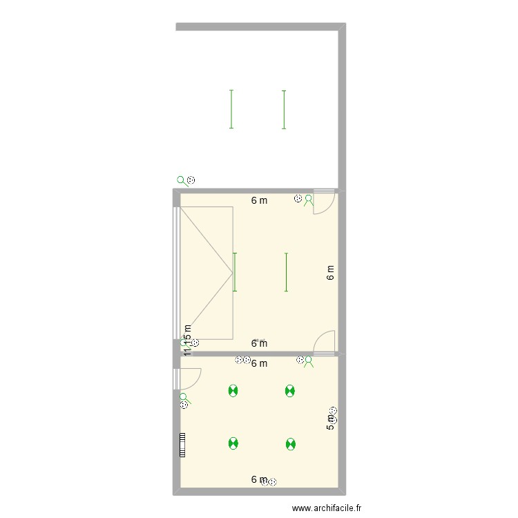 Bauer. Plan de 1 pièce et 66 m2