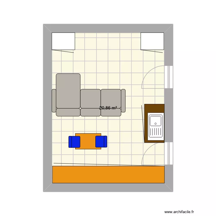Avec Ilôt droite. Plan de 1 et 21 m² Avec Ilôt droite. Plan de 1 et 21 m²