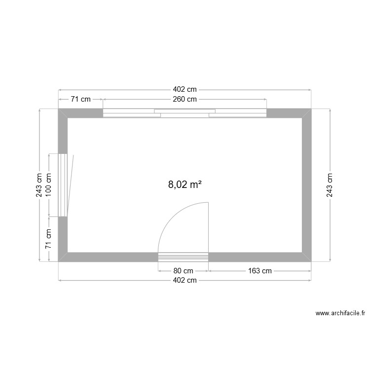 martin mick. Plan de 1 pièce et 8 m2