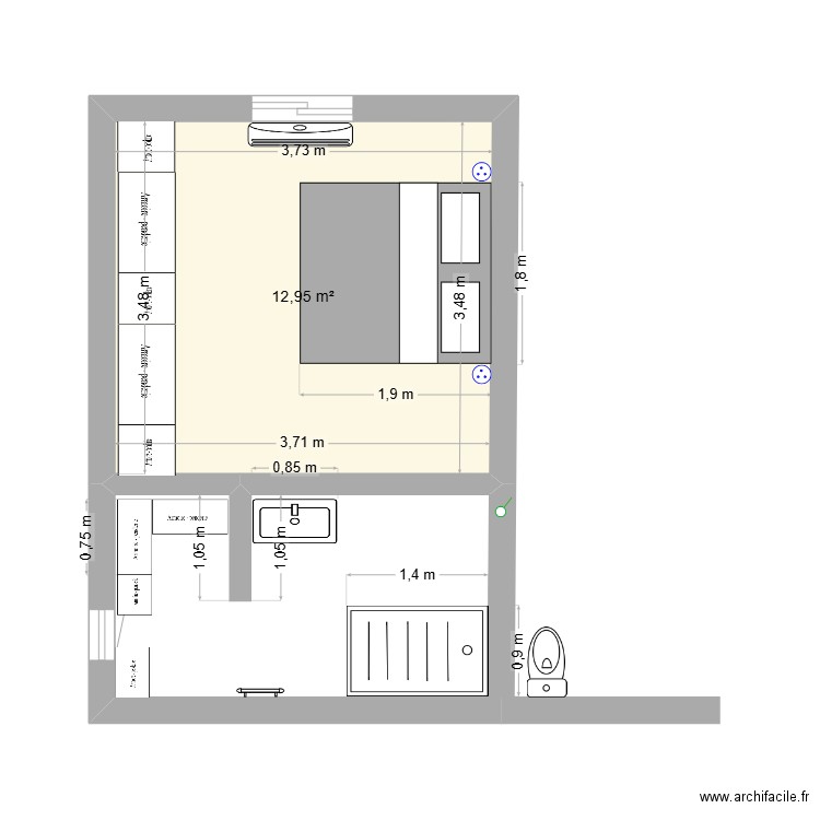 Agrandissement maison Soph. Plan de 1 pièce et 13 m2