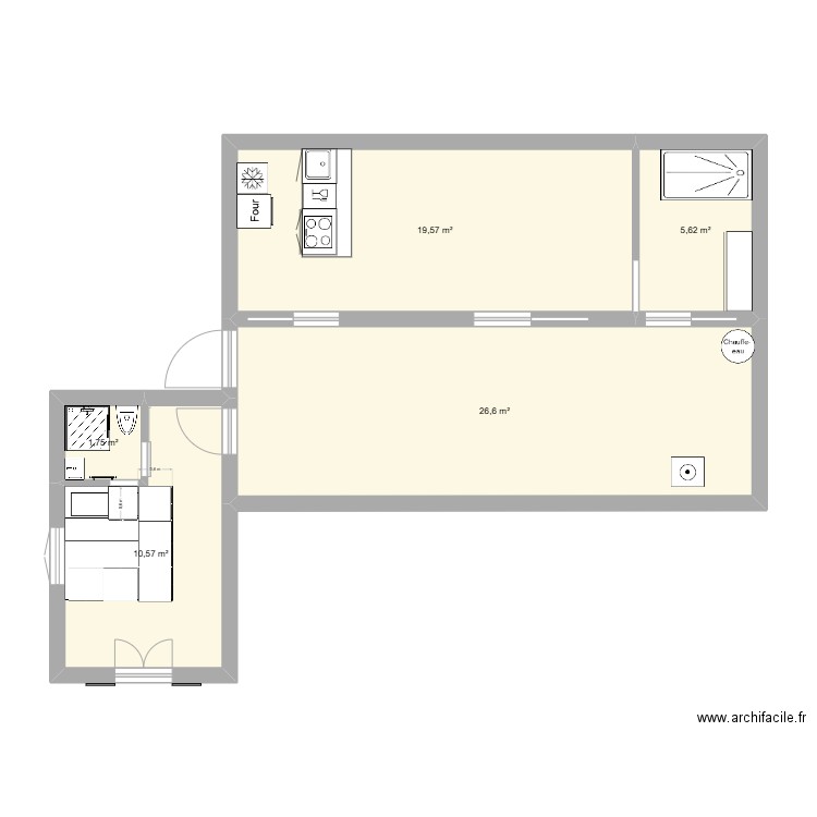 Appart3. Plan de 5 pièces et 64 m2