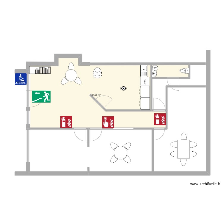 TLS. Plan de 1 pièce et 38 m2