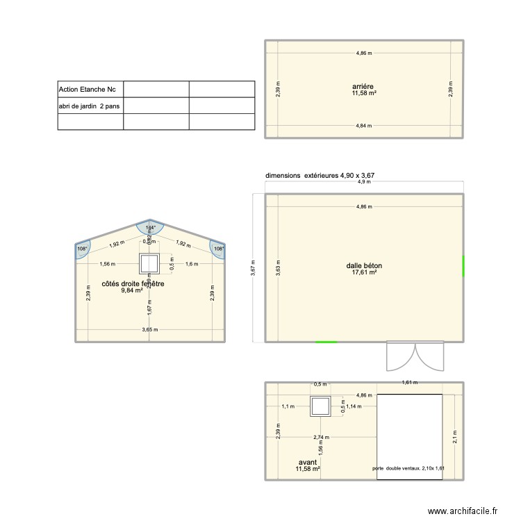 dock ae. mez. Plan de 4 pièces et 51 m2