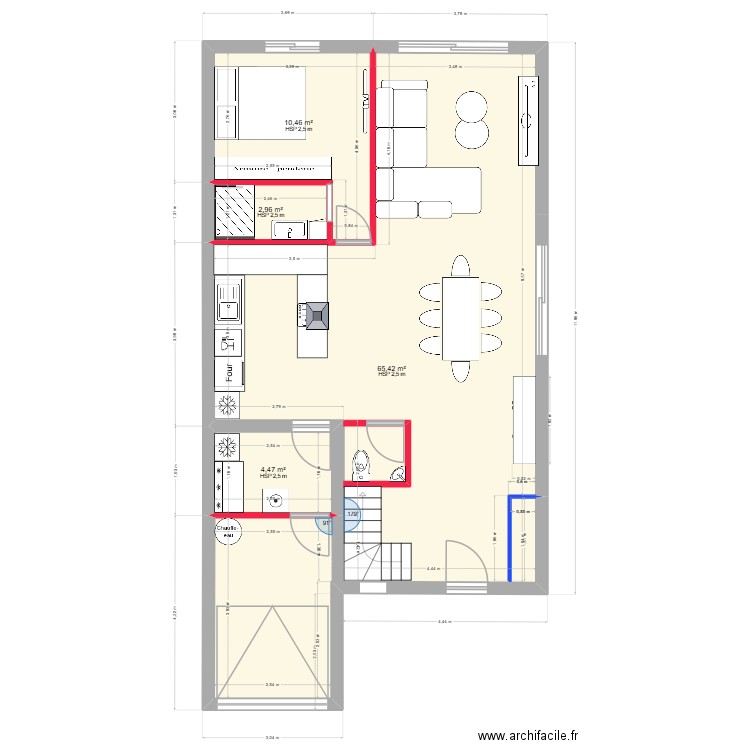 MAISON BAIN. Plan de 4 pièces et 83 m2