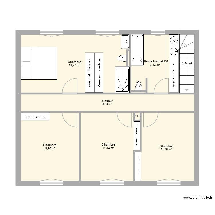 1er f. Plan de 10 pièces et 73 m2