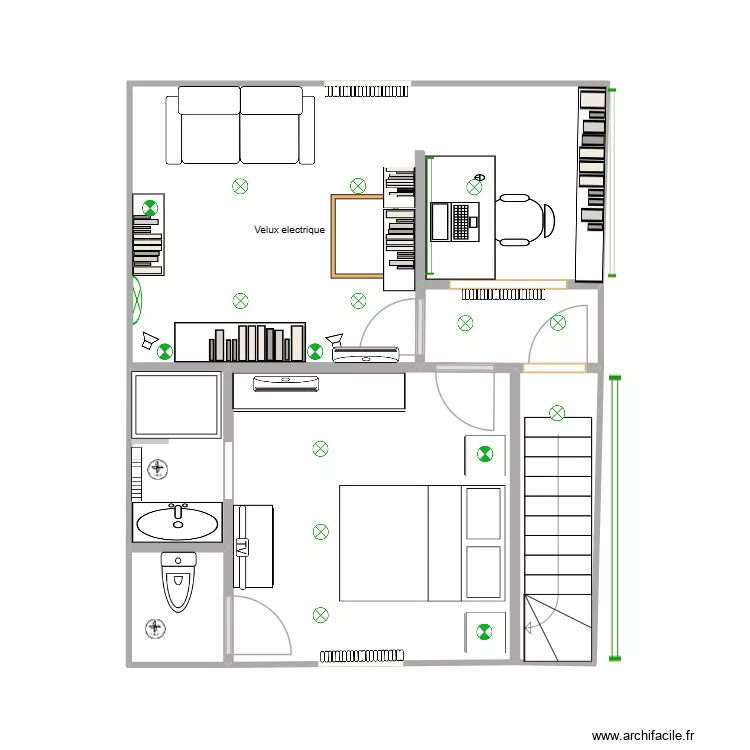Chambre & salon variante porte. Plan de 6 et 37 m² Chambre & salon variante porte. Plan de 6 et 37 m²