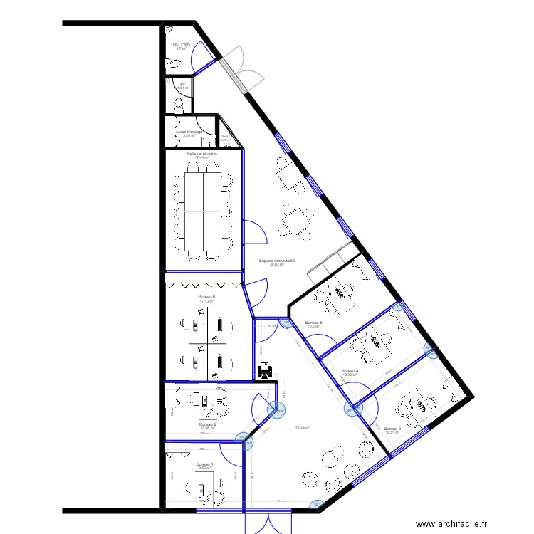 Poitiers Biard v1. Plan de 13 pièces et 157 m2