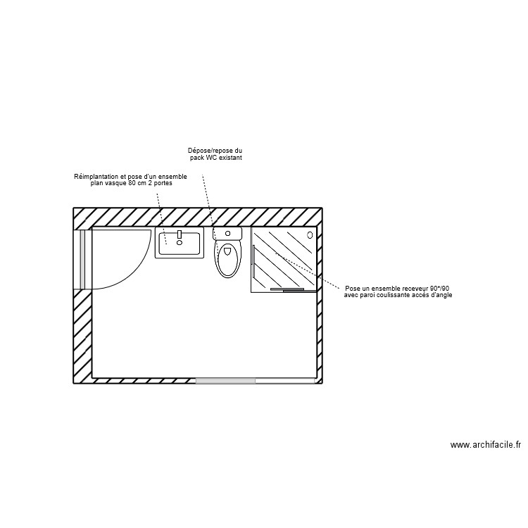 PROJET 2 LEQUYER TALLEC. Plan de 1 pièce et 6 m2