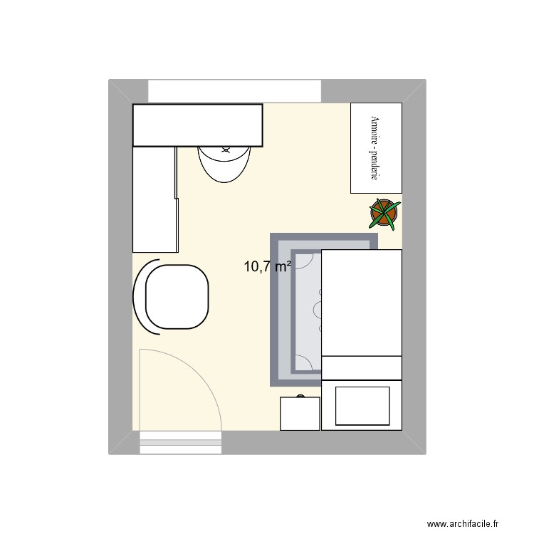 Chambre Axel v3. Plan de 1 pièce et 11 m2