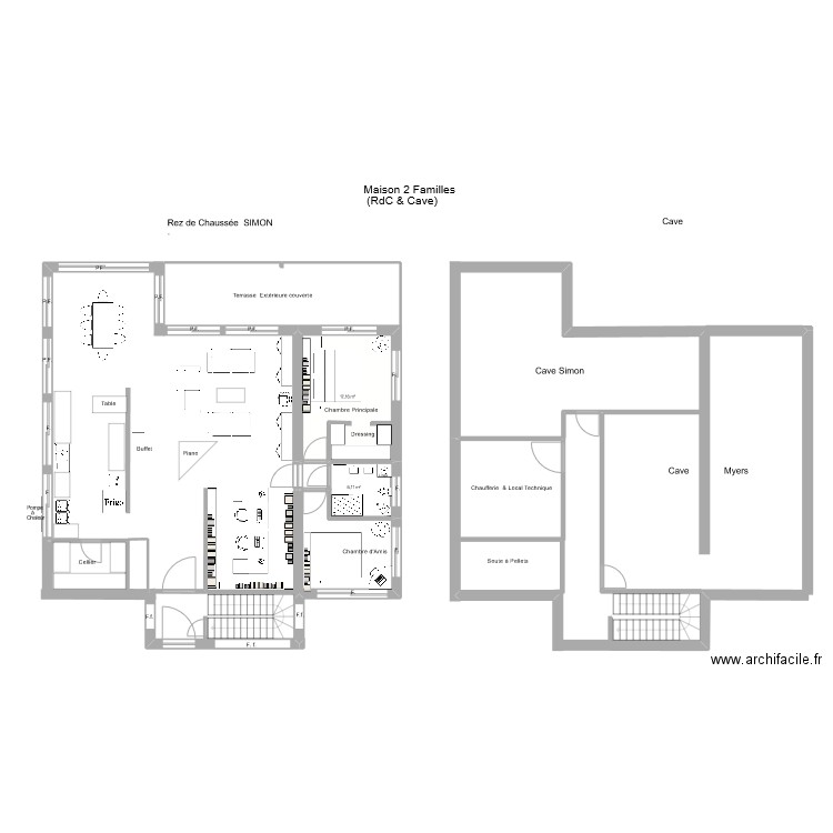 Maison 2 familles Myers-Simon Cave. Plan de 0 pièce et 0 m2