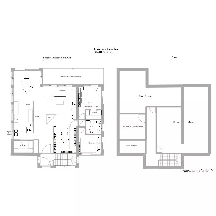 Maison 2 familles Myers-Simon Cave. Plan de Maison 2 familles Myers-Simon Cave. Plan de