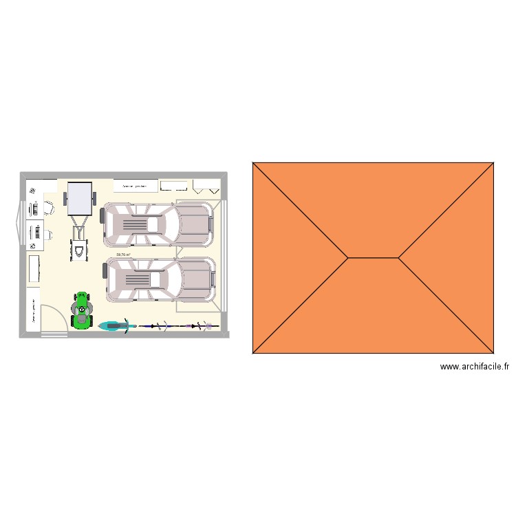 LANDES. Plan de 1 pièce et 60 m2