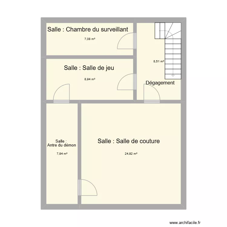 Sous-sol V2. Plan de 5  et 57 m²