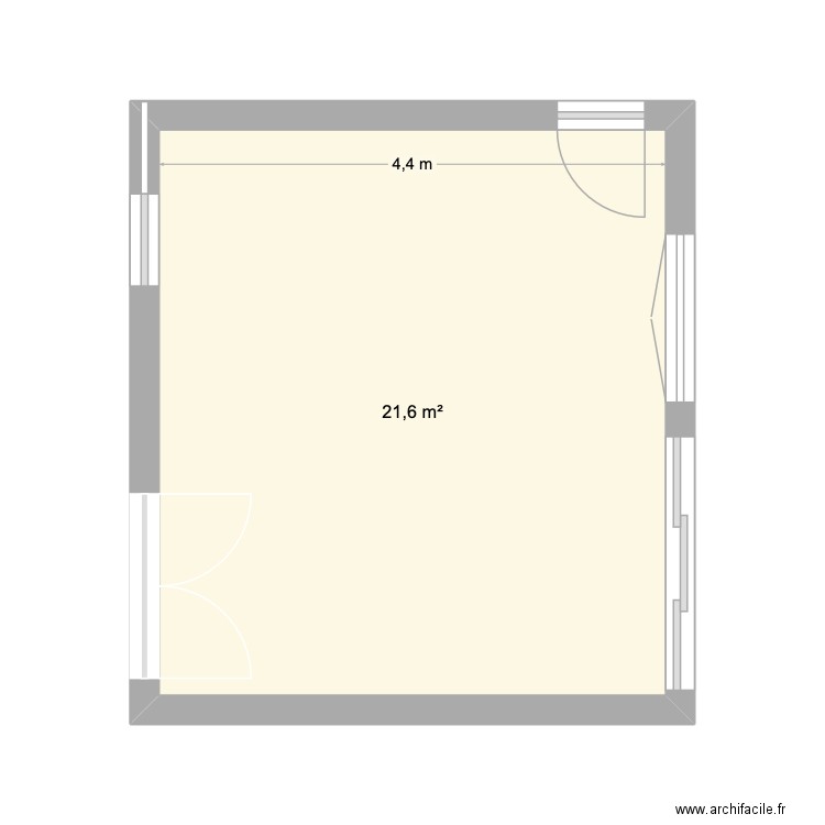 Cuisine. Plan de 1 pièce et 22 m2