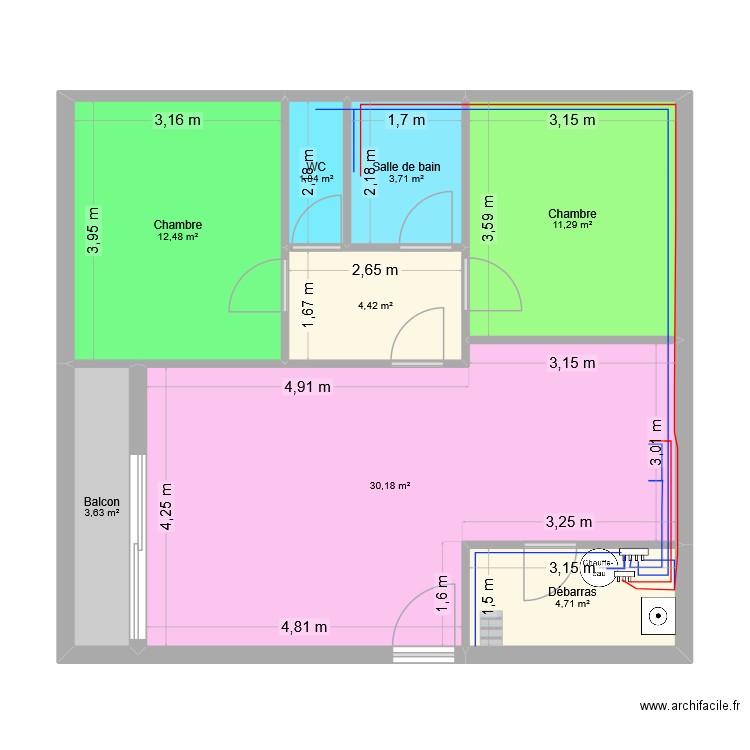 appart Royan 2. Plan de 8 pièces et 72 m2