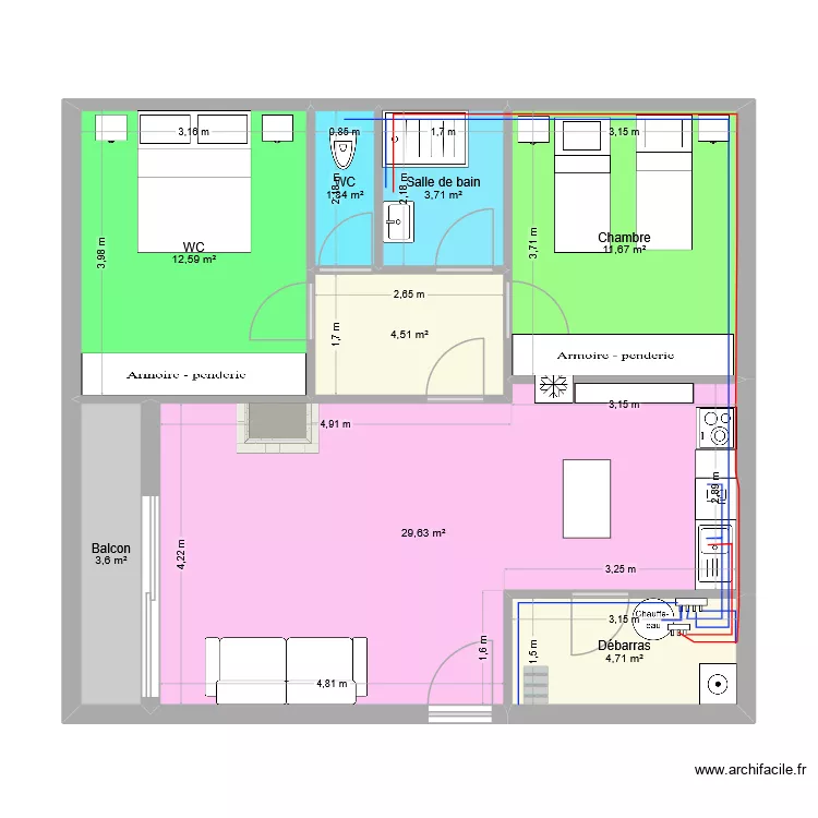 appart Royan 2. Plan de 8  et 72 m²