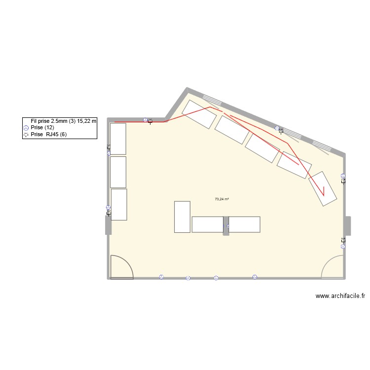TGv1. Plan de 1 pièce et 73 m2