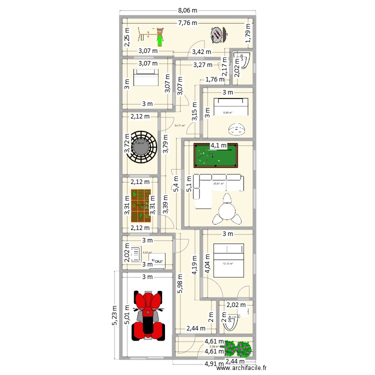 plan RDC2. Plan de 10 pièces et 130 m2