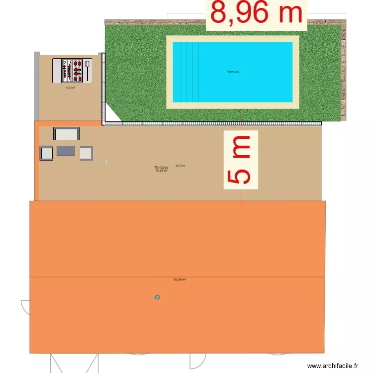 piscine. Plan de 2 Pièces et 106 m² piscine. Plan de 2 Pièces et 106 m²