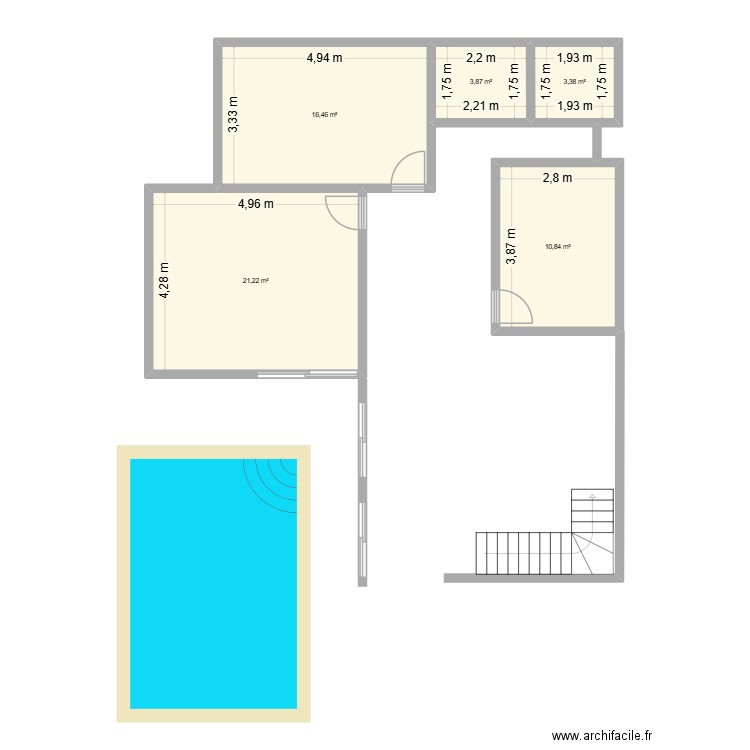 modif plan sk v1. Plan de 5 pièces et 56 m2