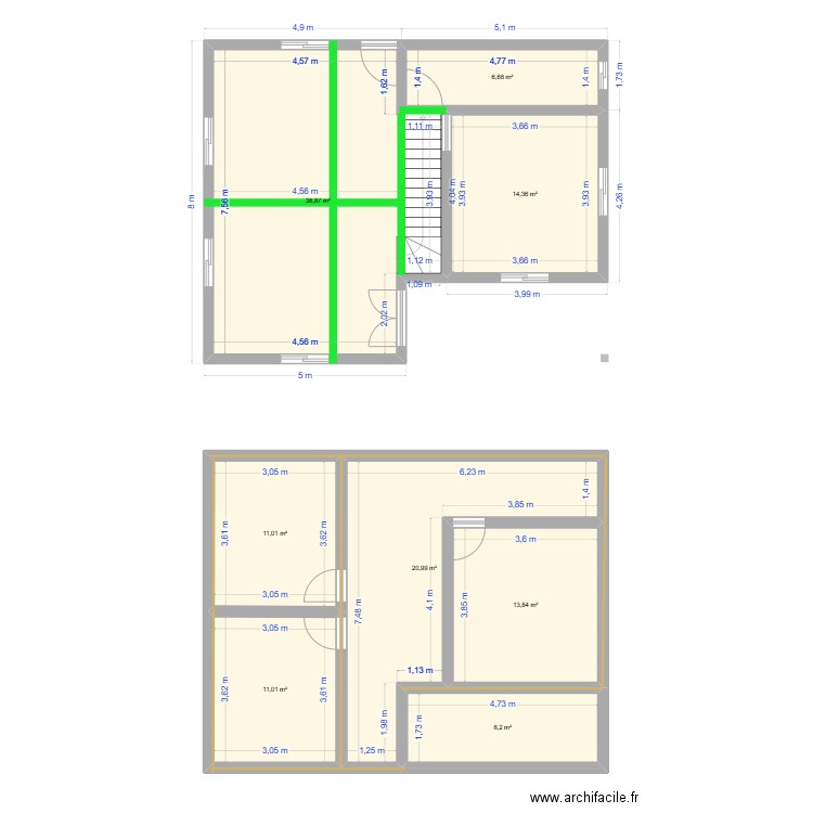 plan1. Plan de 8 pièces et 125 m2