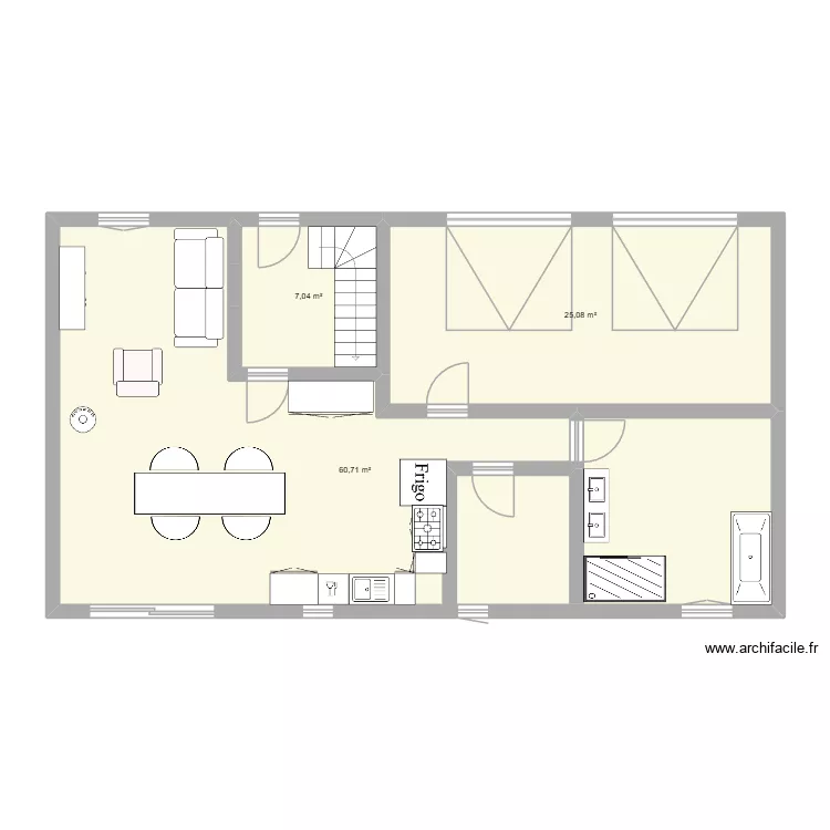 maison annezin 3. Plan de 3 pièces et 93 m²