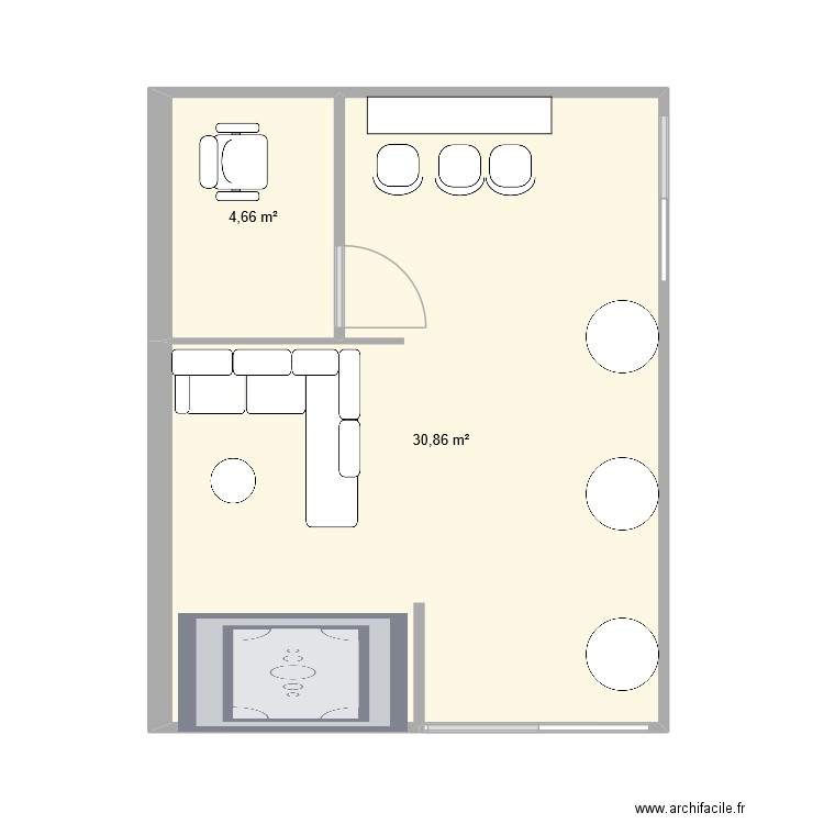 espace parents 1. Plan de 2 pièces et 36 m2