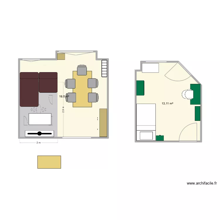PLAN SALON GAMBETTA. Plan de 2  et 33 m²