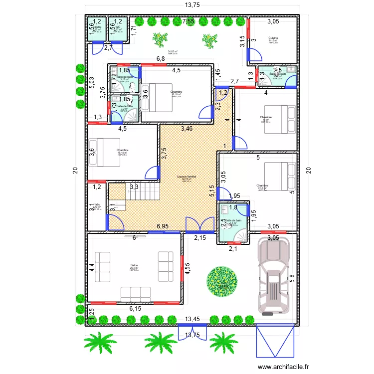 plan. Plan de 16  et 250 m²