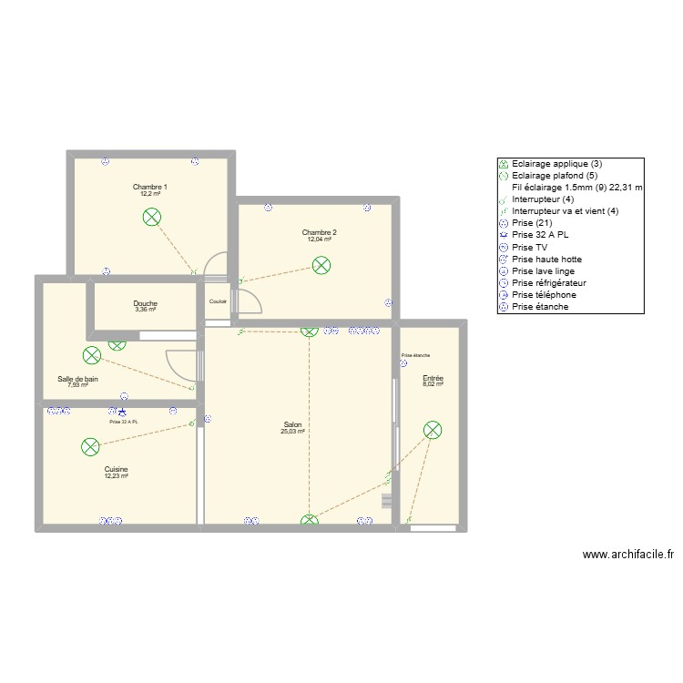 APPT SHARON HEIRI. Plan de 7 pièces et 81 m2