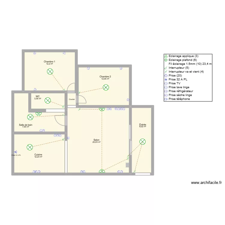 APPT SHARON HEIRI. Plan de 7  et 81 m²