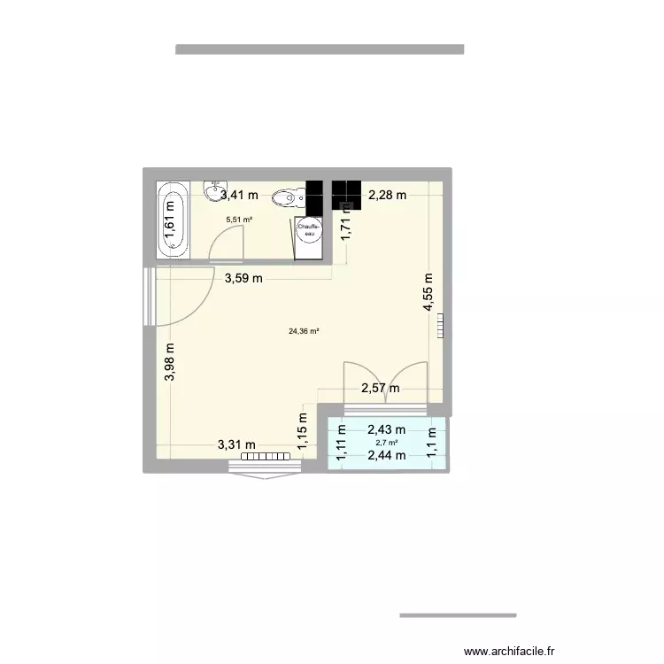 Appart Maman. Plan de 3 Pièces et 33 m² Appart Maman. Plan de 3 Pièces et 33 m²