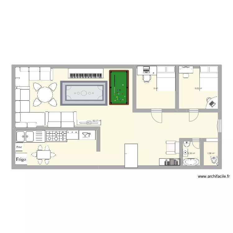 Maison. Plan de 5  et 105 m²