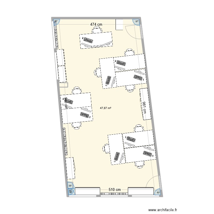 plan salle 118. Plan de 1 pièce et 48 m2