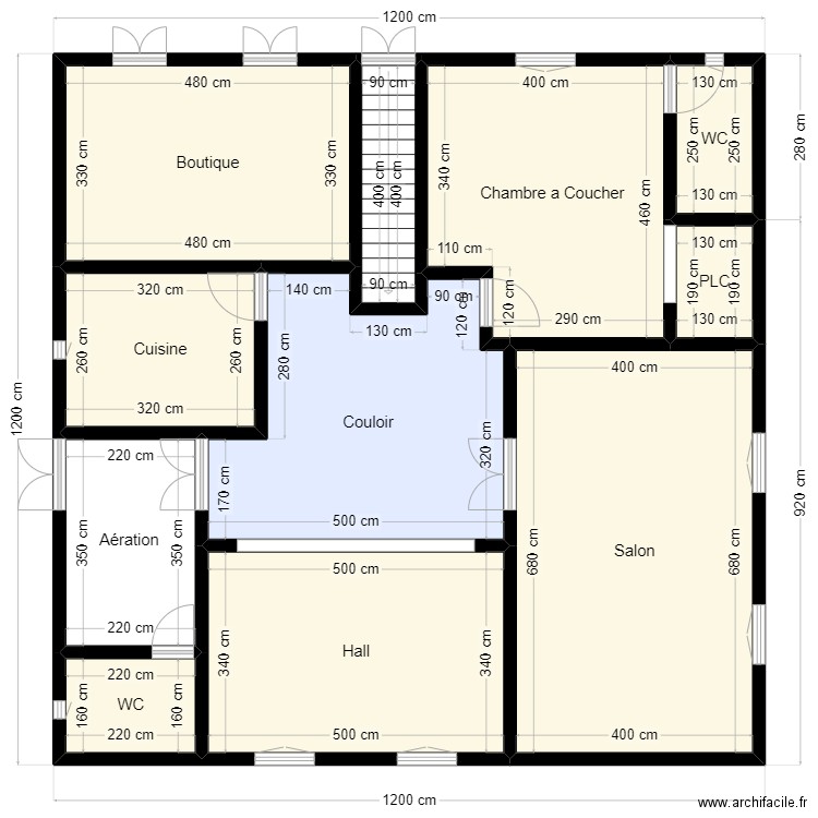 Plan de terrain 12mx12m Client 46 32 39 04 V2. Plan de 11 pièces et 124 m2