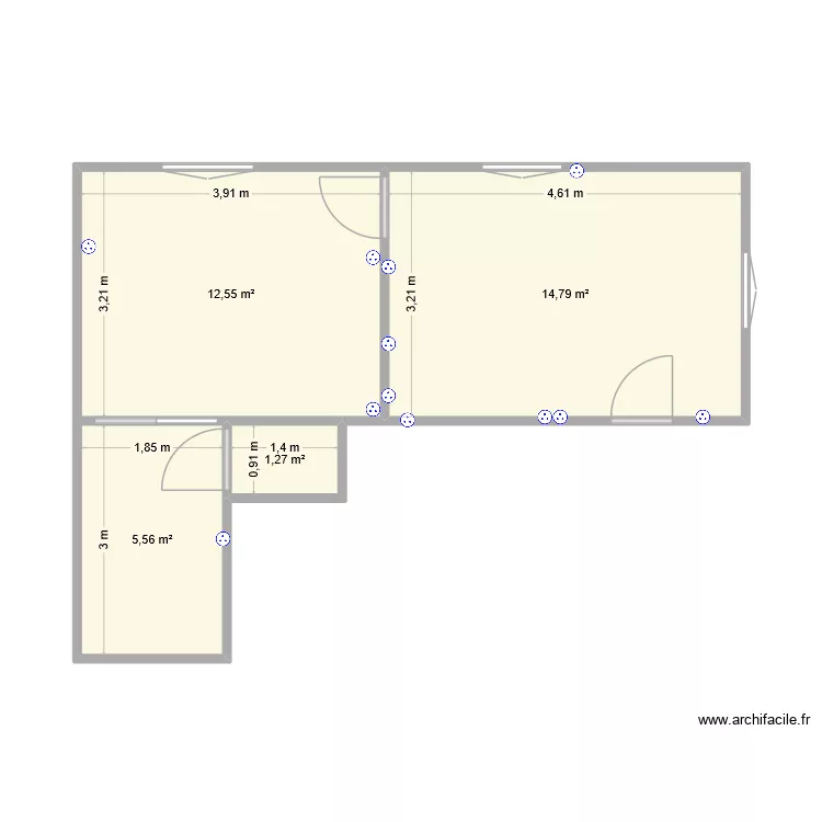 Deux pi&egrave;ce Technique. Plan de 4  et 34 m²