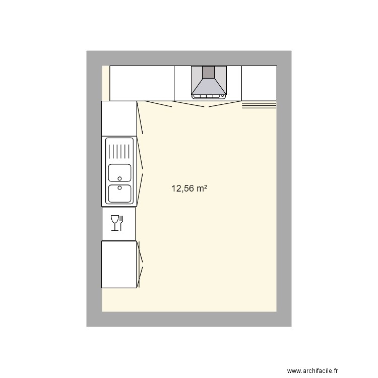 YI ROGER. Plan de 1 pièce et 13 m2