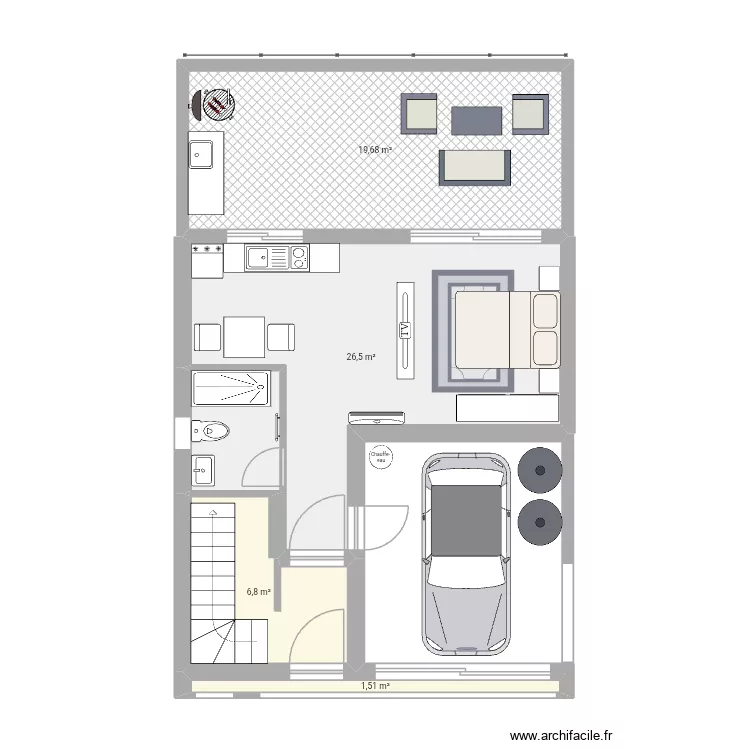 lotfi RDC. Plan de 4  et 54 m²
