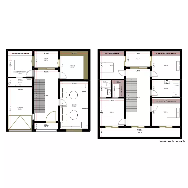 plan Bagdad. Plan de 18  et 244 m²