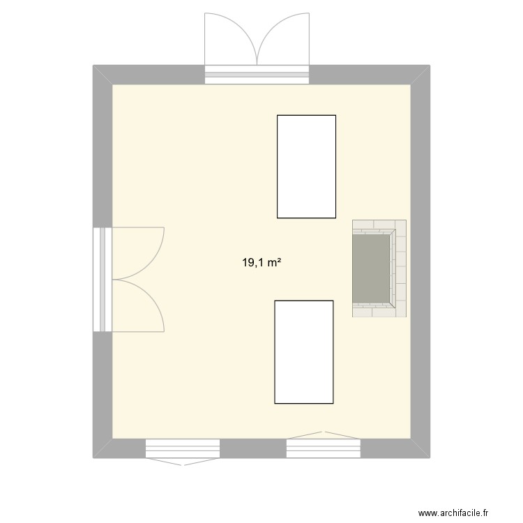 Bureau. Plan de 1 pièce et 19 m2