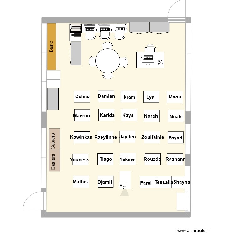 Classe P2. Plan de 1 pièce et 65 m2