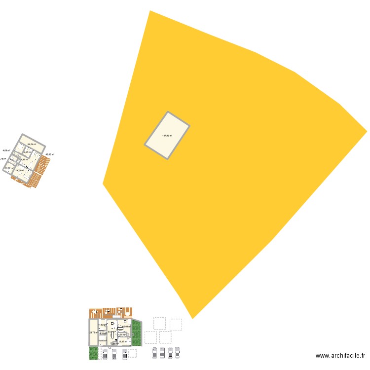 hangar gite. Plan de 18 pièces et 406 m2