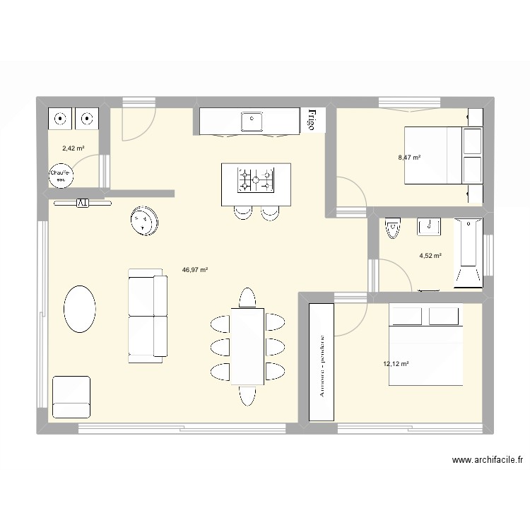 Maison de rêve. Plan de 5 pièces et 75 m2
