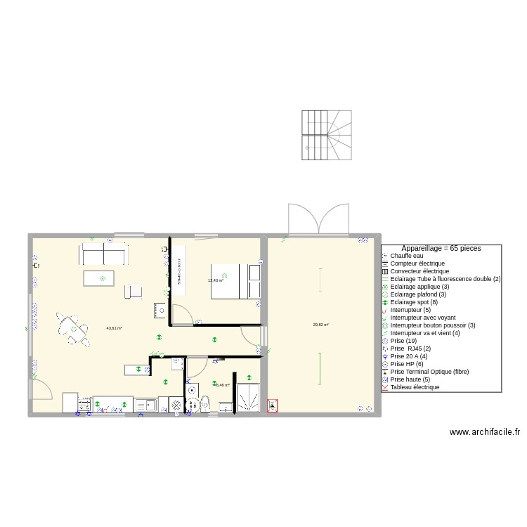 Dani formule 2. Plan de 4 pièces et 92 m2