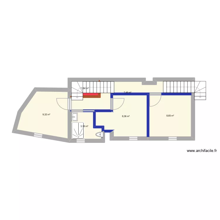 Situation finale 42 RD. Plan de 6  et 39 m²
