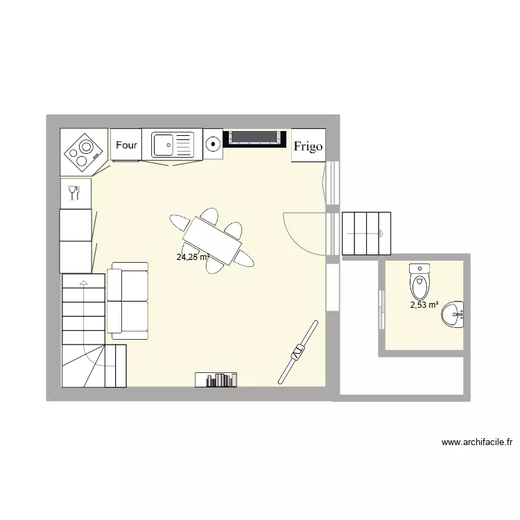 boule. Plan de 2  et 27 m²