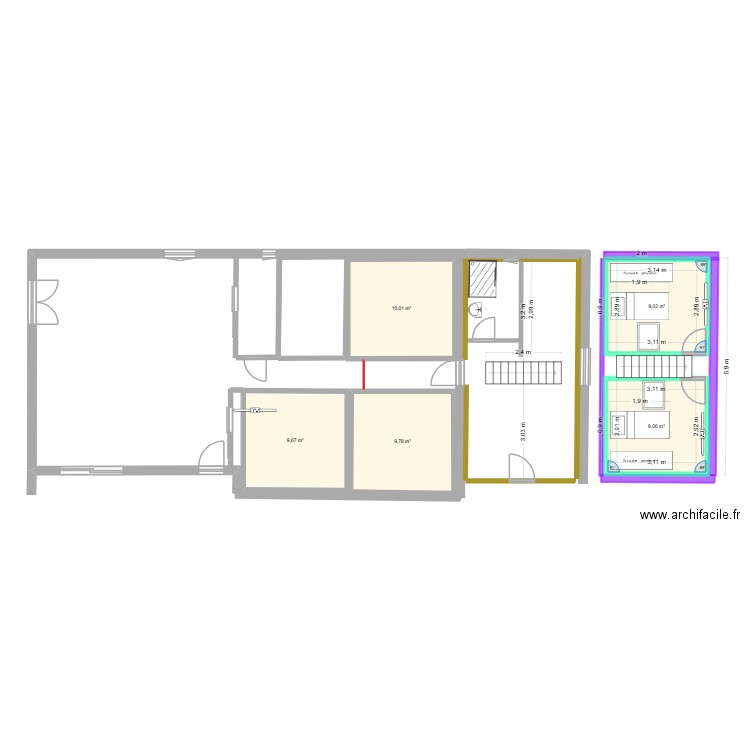Morane Pat.2025 bis. Plan de 5 pièces et 48 m2