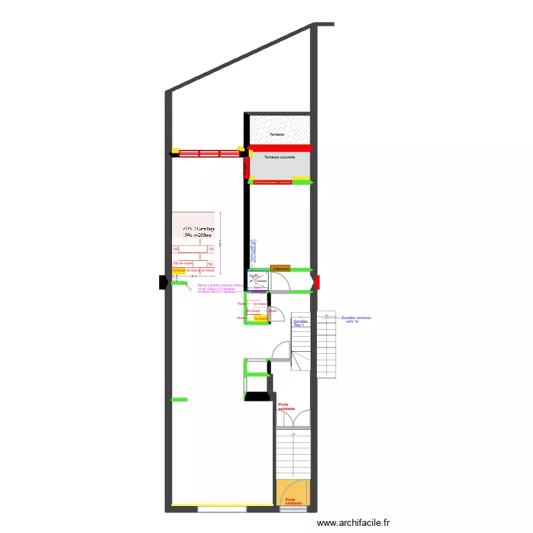 BAUCQ 77 Bel &eacute;tage SOLS - Carrelages -. Plan de 7  et 94 m²